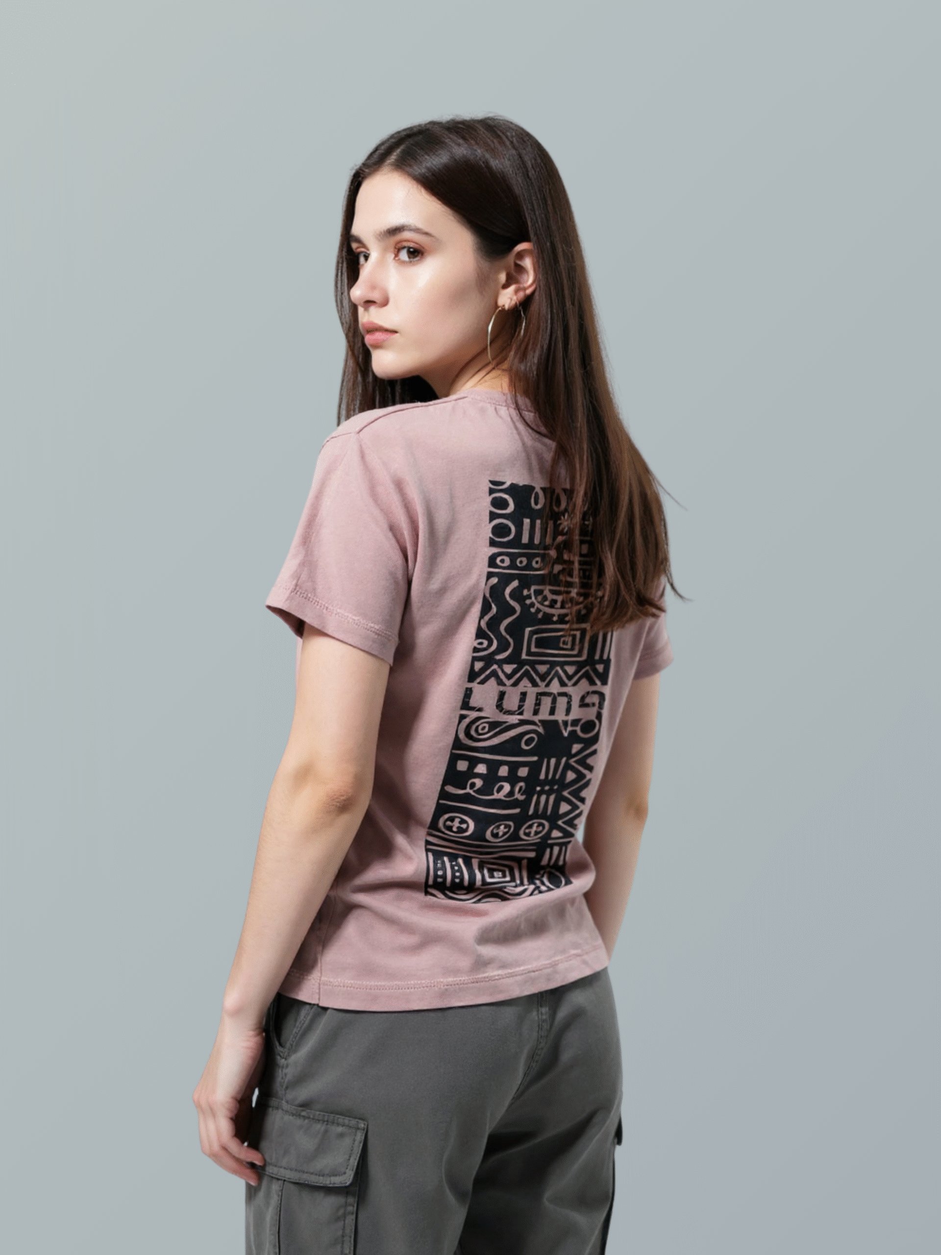 Luma Classic Graphic Back Print T-Shirt - Pink