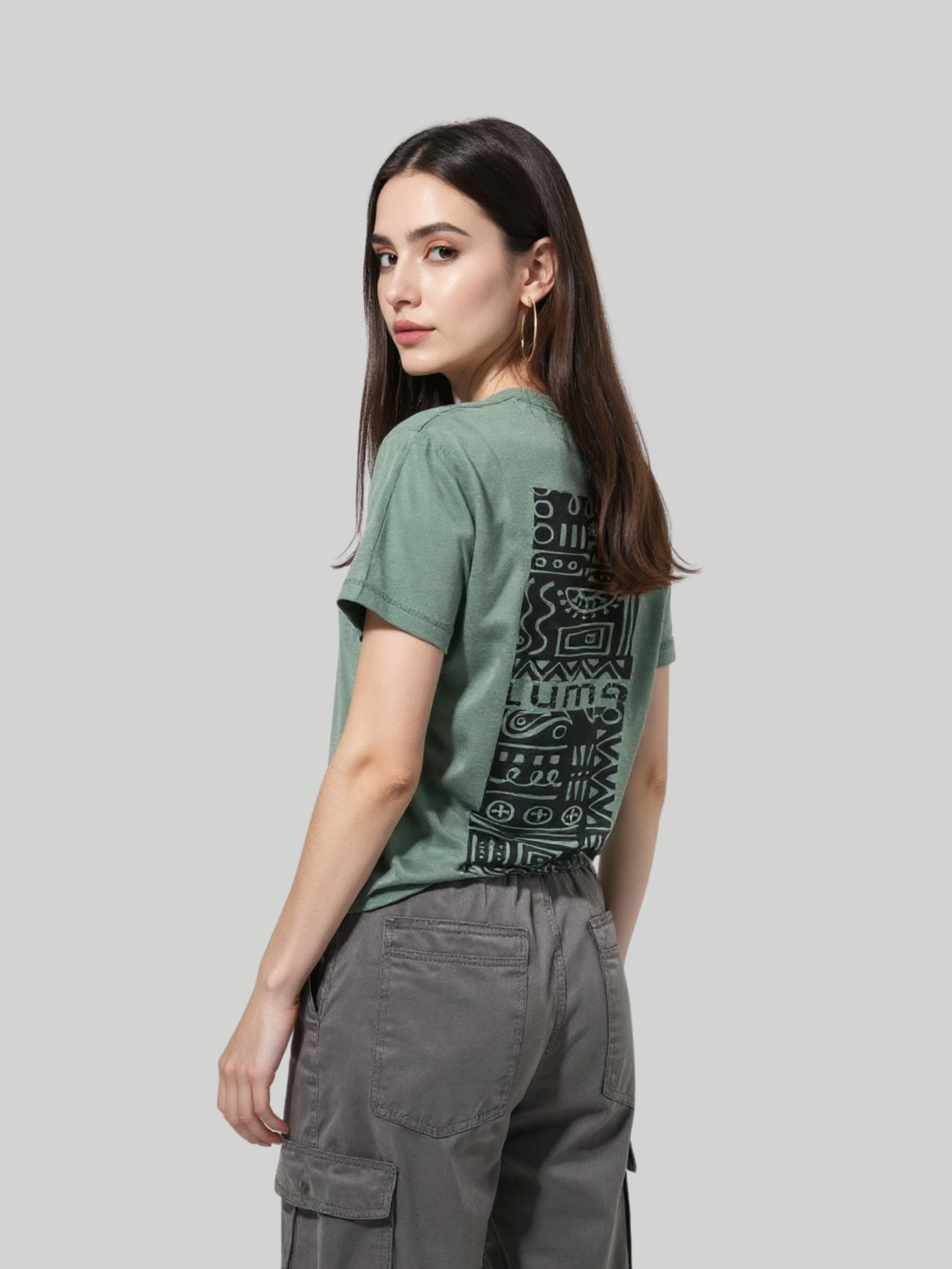Luma Classic Graphic Back Print T-Shirt - Green