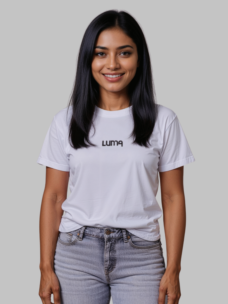 Luma Classic T Embroidered High Neck- White