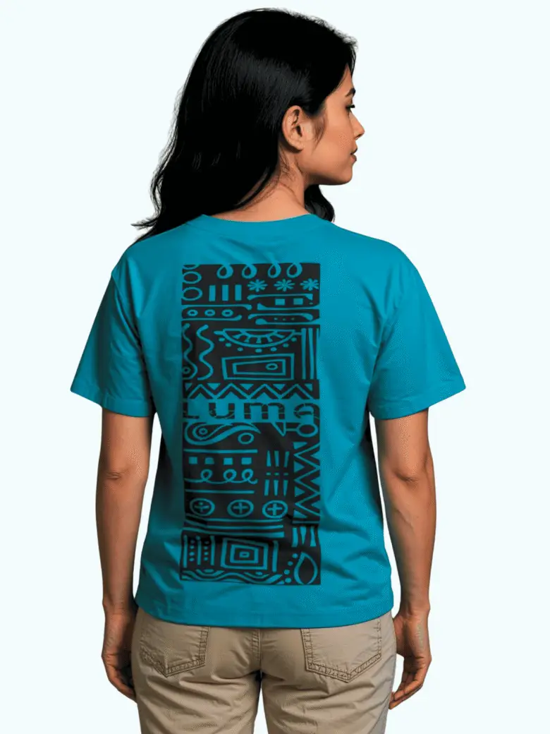 Luma Classic Graphic Back Print T-Shirt - Cyan Blue - Image 2
