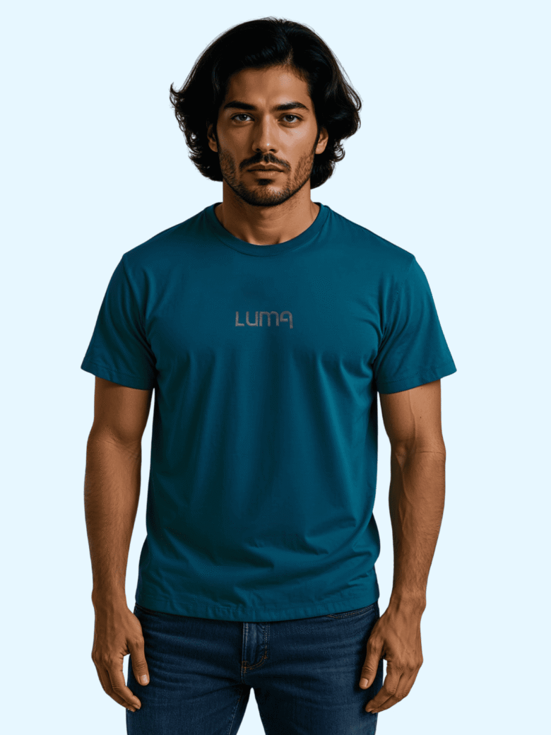 Luma Classic Gel Print T-Shirt - Cyan Blue - Image 2